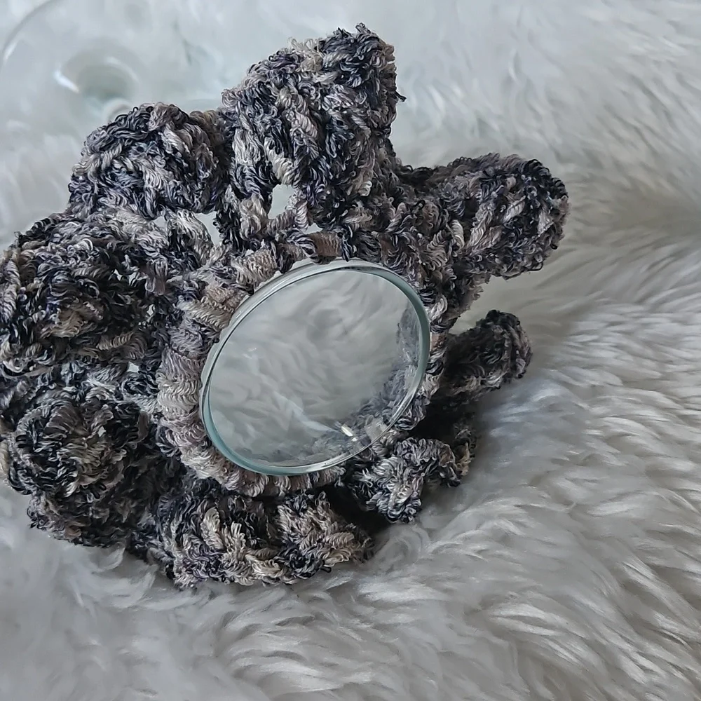 Handmade Tutu-Inspired Ballerina Knit Scrunchie Crochet gray New Hair Accessory